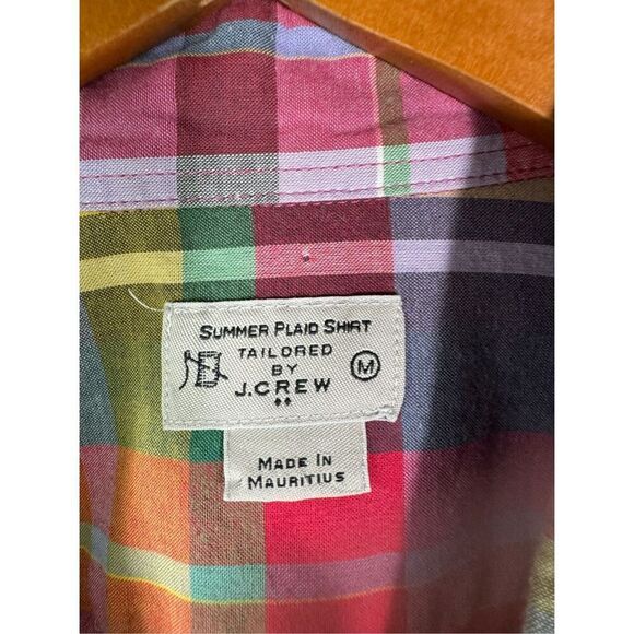 J.Crew Factory Summer Plaid Shirt Men's Size Medium Long Sleeve Button-Up Shirt - Picture 3 of 10